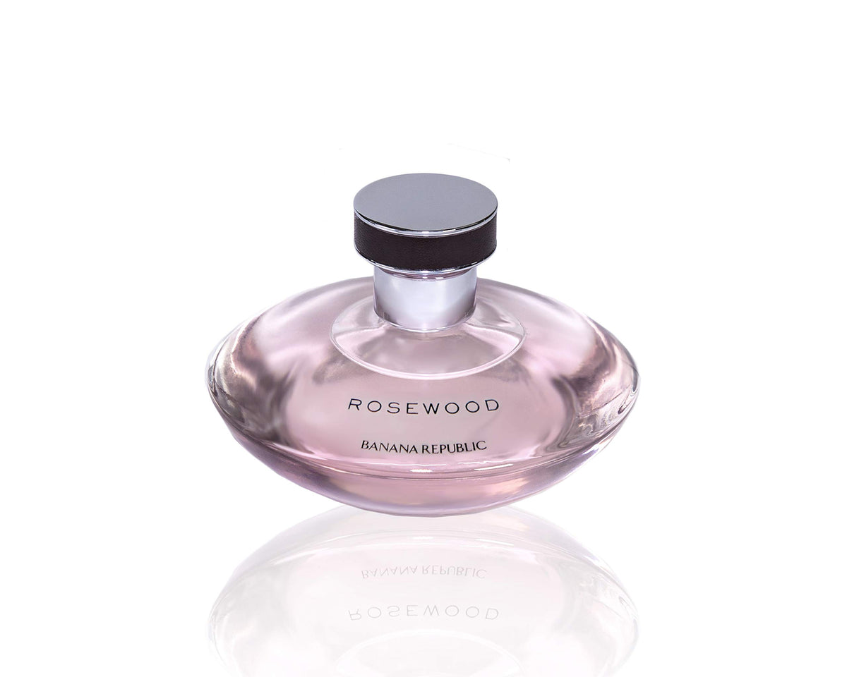 Banana Republic Rosewood EDP cap and bottle on vanity, perfect for evening outings