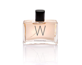 W by Banana Republic bottle back label, suggesting long-lasting fragrance for special occasions.