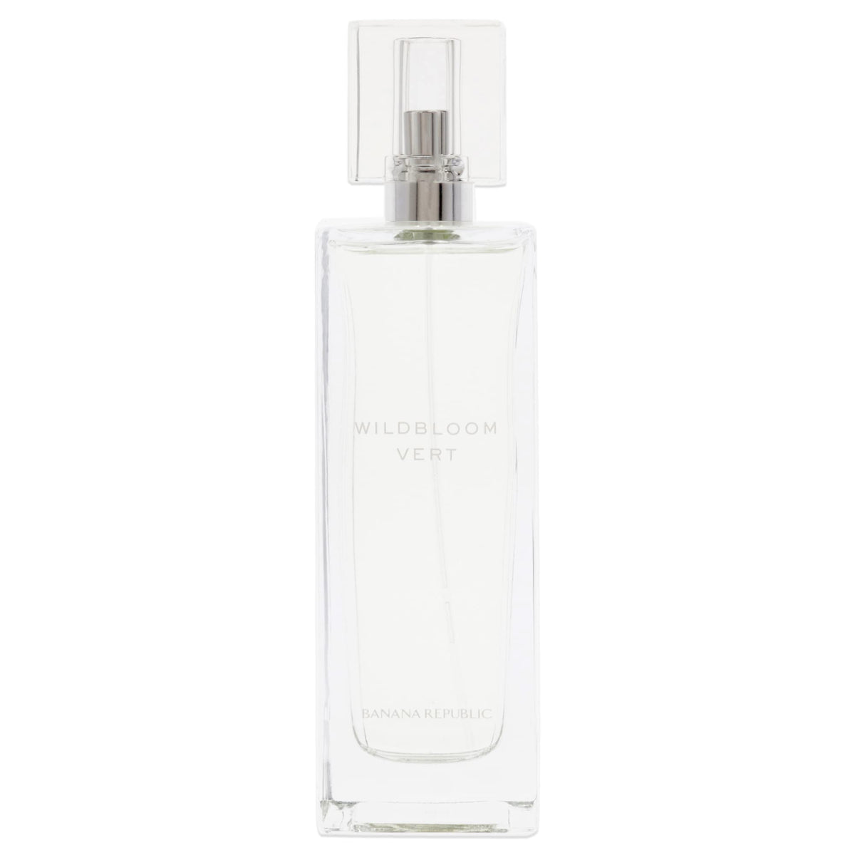 Banana Republic Wildbloom Vert bottle closeup highlights delicate petals and crisp pear notes.