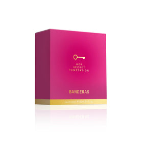 Banderas Her Secret Temptation box packaging with vanilla hints.