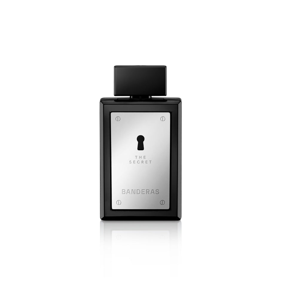 The Secret by Banderas bottle with a sleek design for daily confidence.