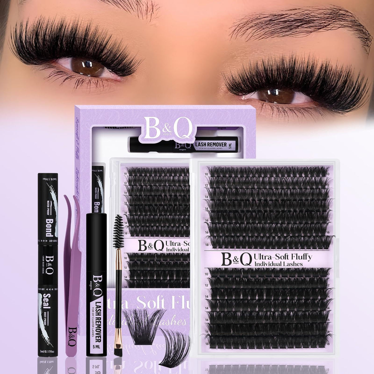 BandQaugen fluffy lash clusters kit packaging for easy at-home lash upgrades.