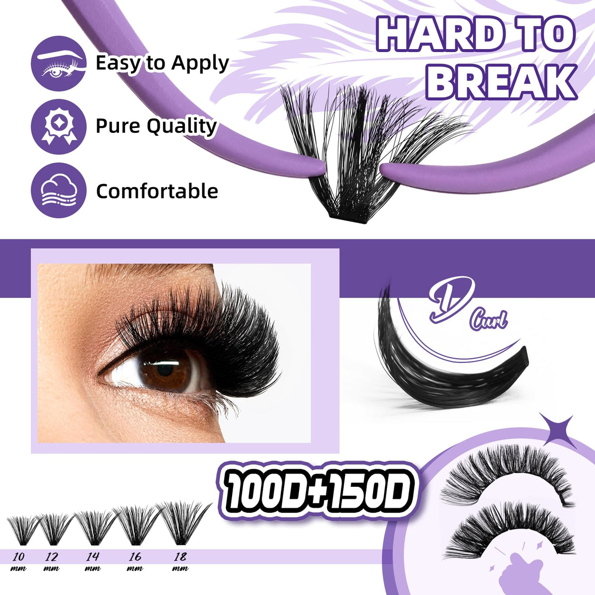 BandQaugen PBT material close-up showing ultra-soft lash clusters.