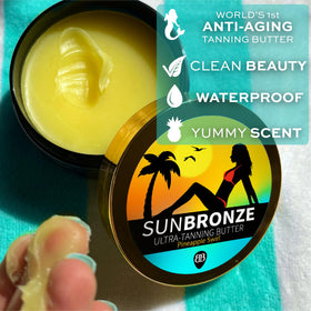 Bangberry Original Sun Bronze Butter applied to skin for even tone and moisture