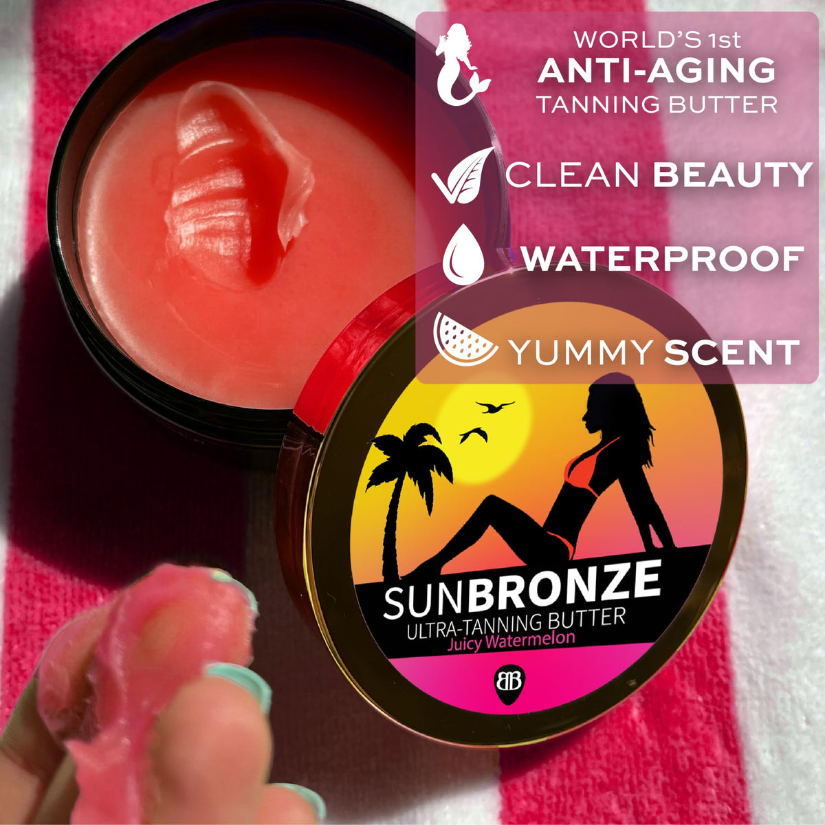 Bangberry Sun Bronze Butter arm application demonstrates even coverage for a natural-looking tan