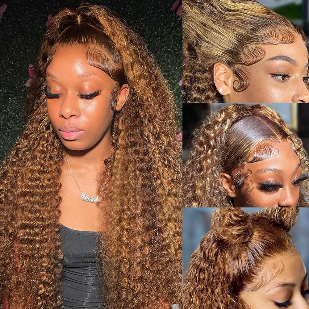 Bangjazz 26 inch highlight ombre lace front wig shows vibrant color and natural movement.