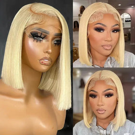 Bangxunk blonde bob wig front view showing natural silhouette
