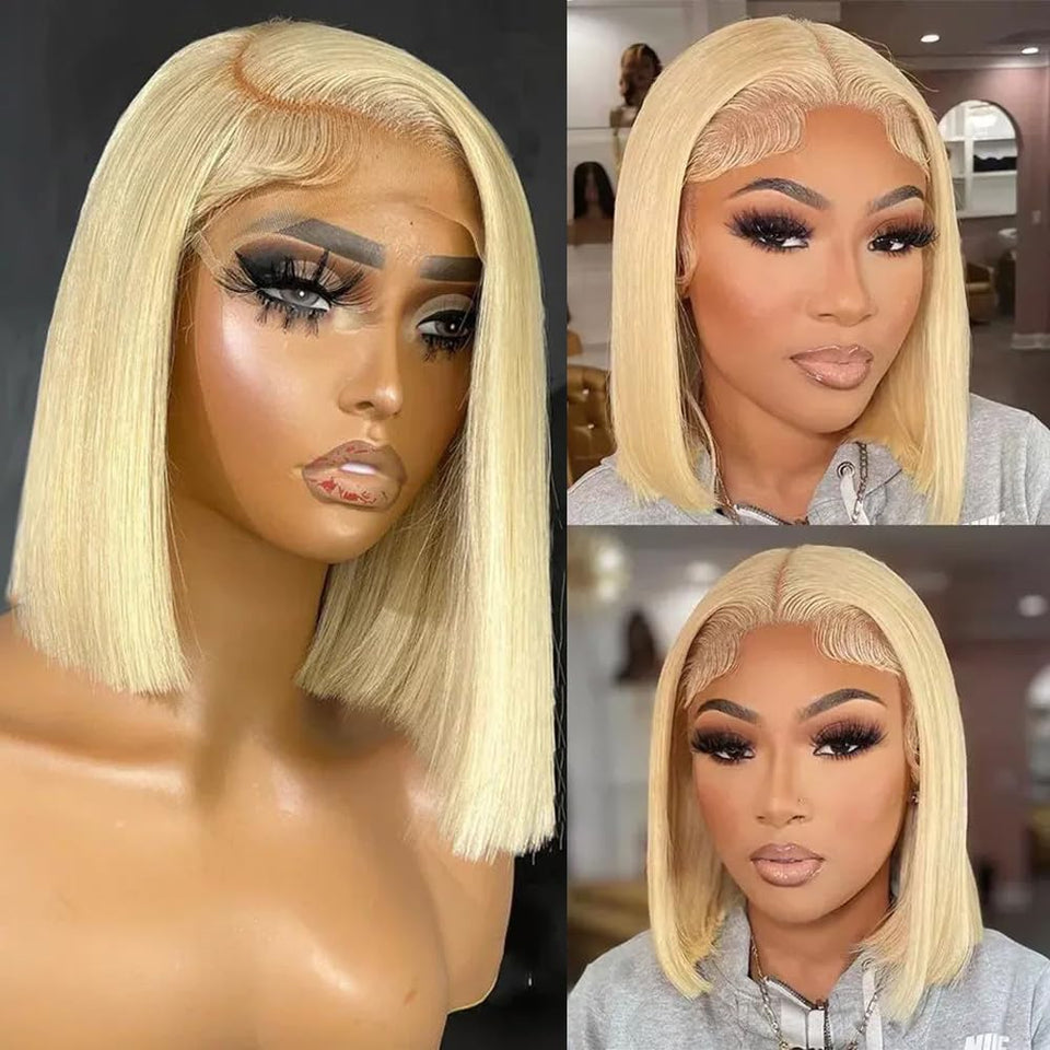 Bangxunk blonde bob wig front view showing natural silhouette