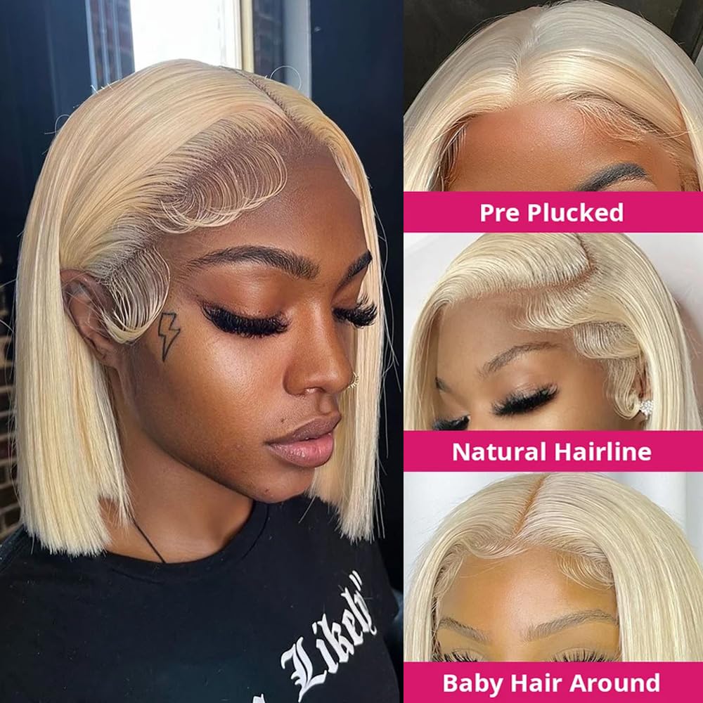 Bangxunk blonde bob wig side view highlighting flow and density