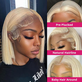 Bangxunk blonde bob wig side view highlighting flow and density