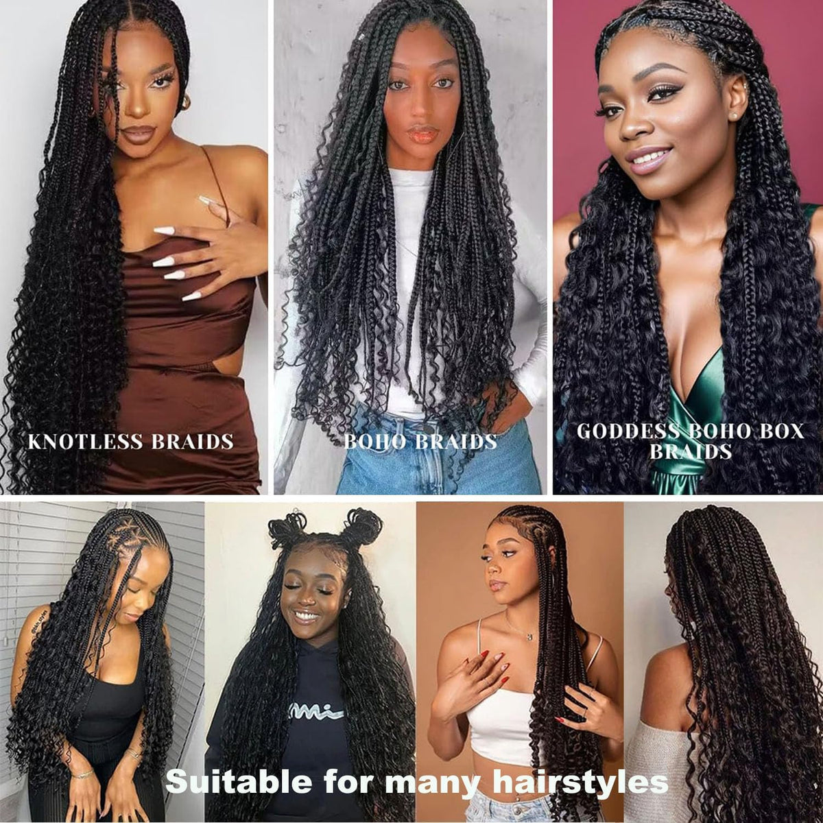 Bangxunk versatile bulk hair supports boho, knotless, box braids, and twists.