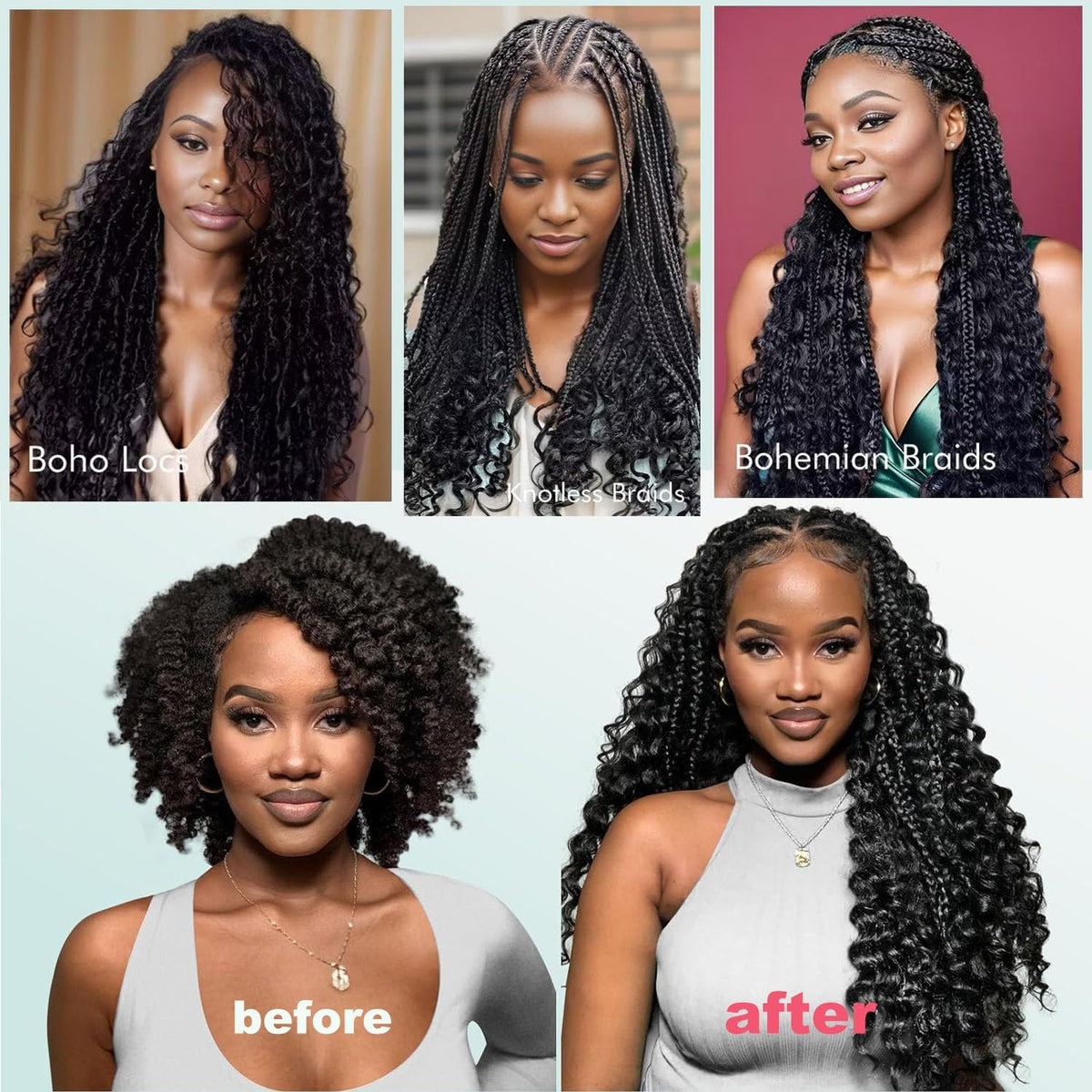 Bangxunk Water Wave bulk hair, versatile for knotless, box braids, or twists.