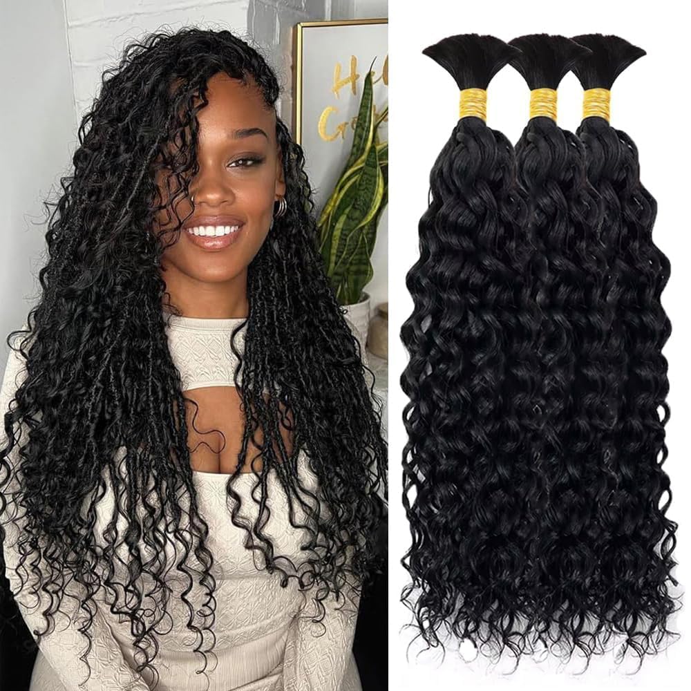 Bangxunk water wave bulk hair 18-inch pack for versatile braiding and natural-looking volume.