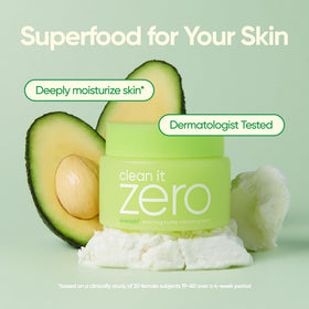 Butter-texture balm melting into oil to comfort dry skin during cleansing