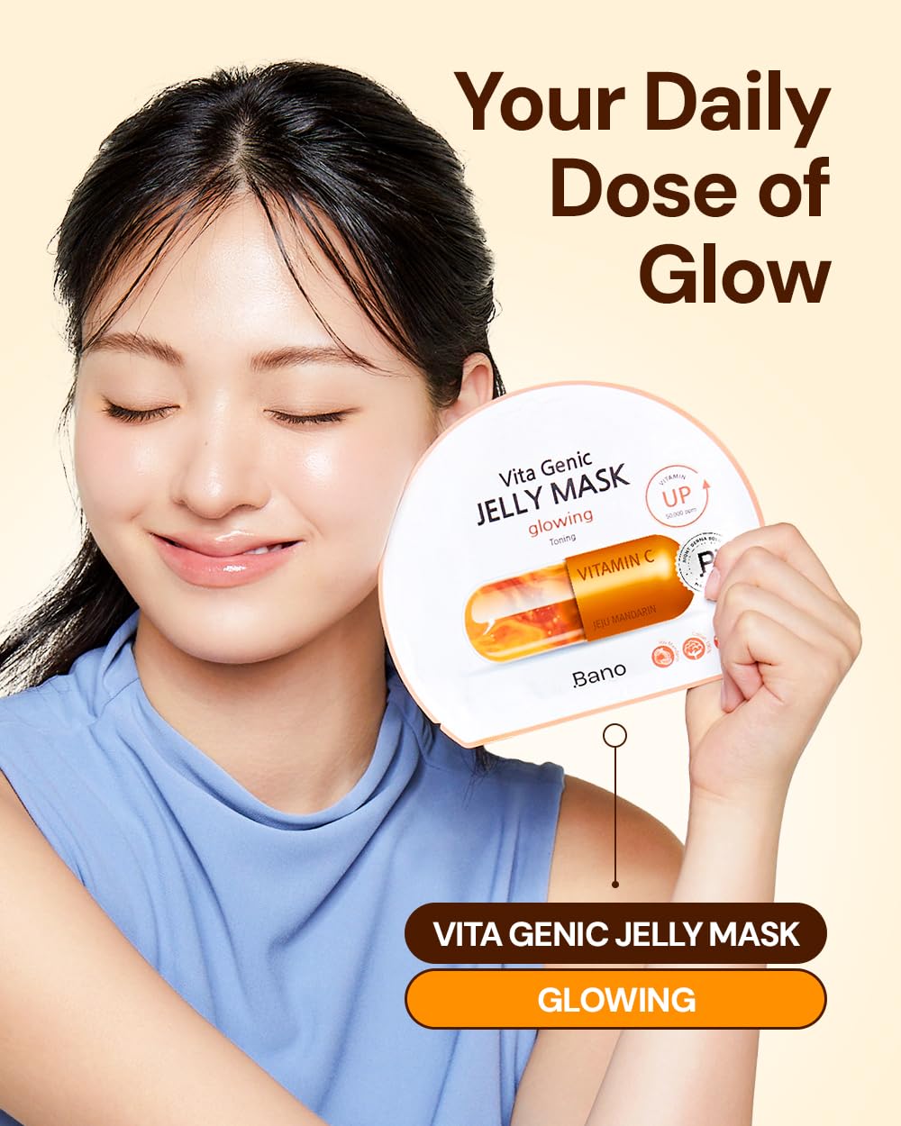 Applying the jelly-essence mask on the face for hydration and glow.
