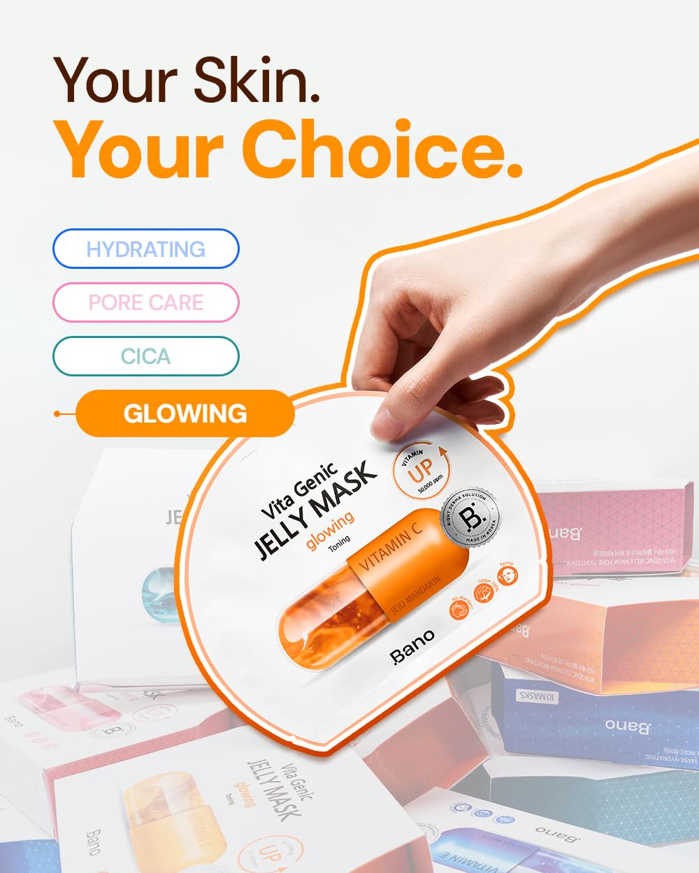 Dermatologist-tested Bano Vita Genic jelly mask suitable for all skin types.
