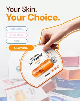 Dermatologist-tested Bano Vita Genic jelly mask suitable for all skin types.