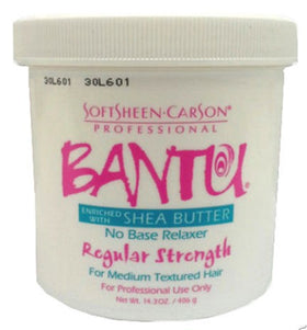 BANTU No Base Relaxer 15oz application scene for efficient straightening prep.