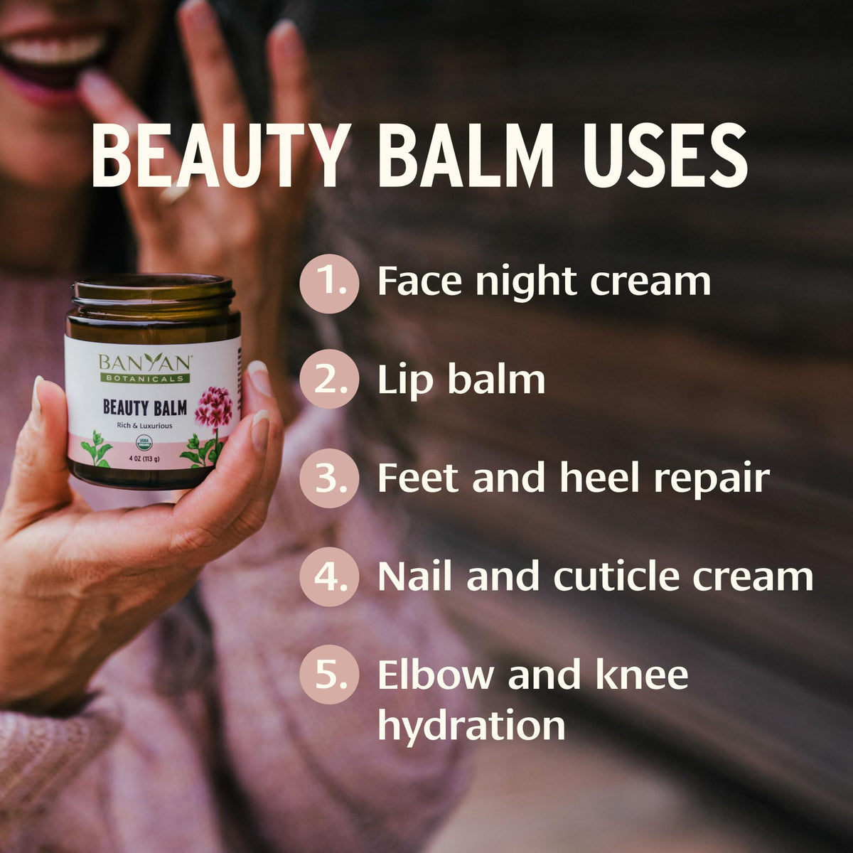 Banyan Botanicals Beauty Balm ghee coconut base provides deep nourishment.