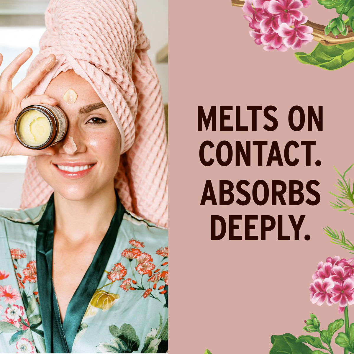Banyan Botanicals Beauty Balm rose geranium scent for calming routine.