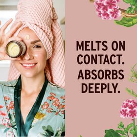 Banyan Botanicals Beauty Balm rose geranium scent for calming routine.