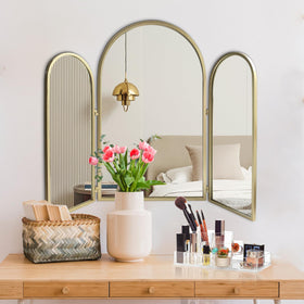 BAODANFU champagne gold arch mirror wall-mounted for elegant décor