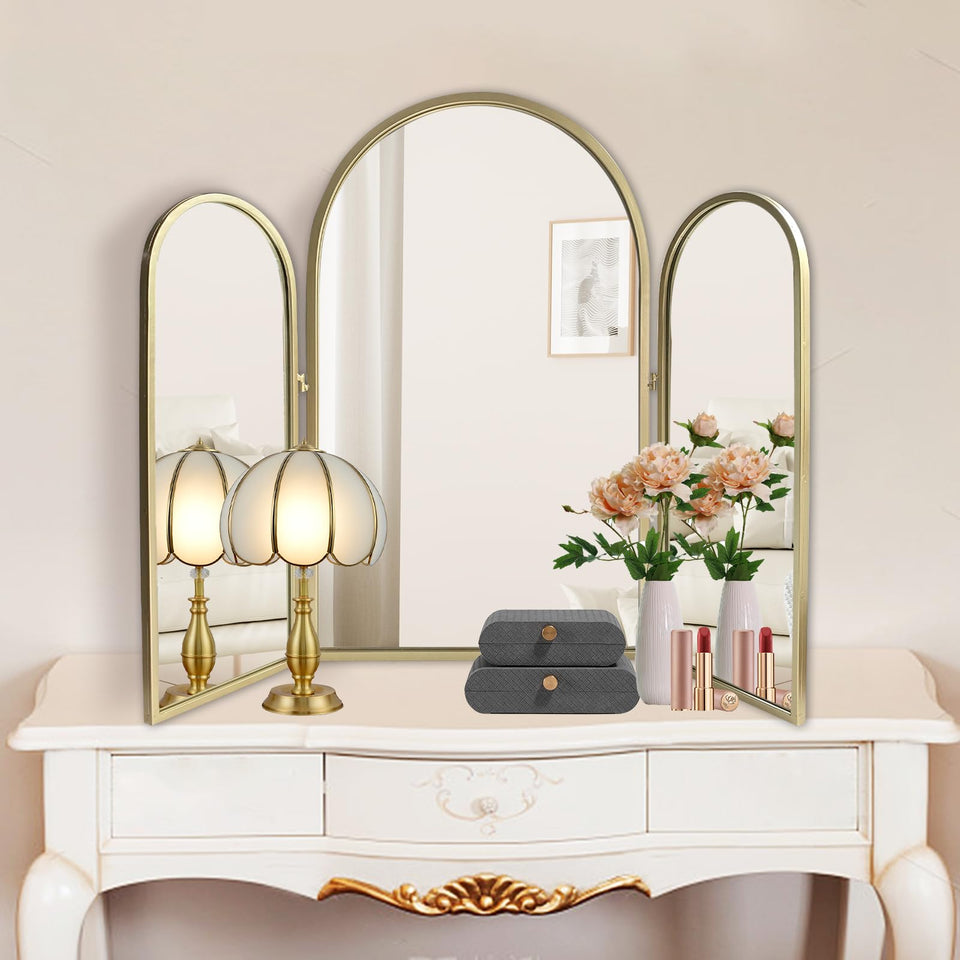 BAODANFU trifold vanity mirror with 360 view ideal for precise makeup application