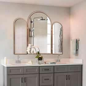 BAODANFU tri-fold vanity mirror ready for tabletop use