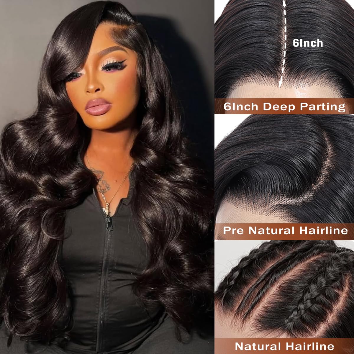 BaodanHair pre-plucked baby-hair front for a natural hairline look.