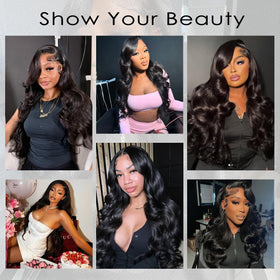 BaodanHair styling ideas showing high ponytail with body wave texture.
