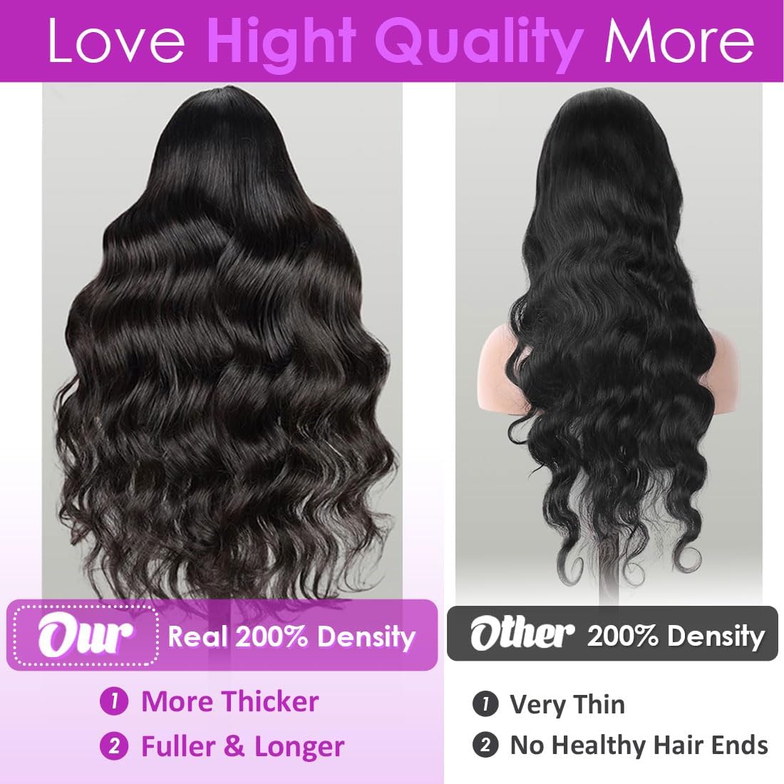 Baoliyer 200-density body wave texture for fuller, luxurious volume
