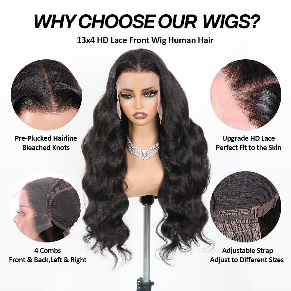 Baoliyer 13x4 HD lace front cap detail enabling seamless scalp look