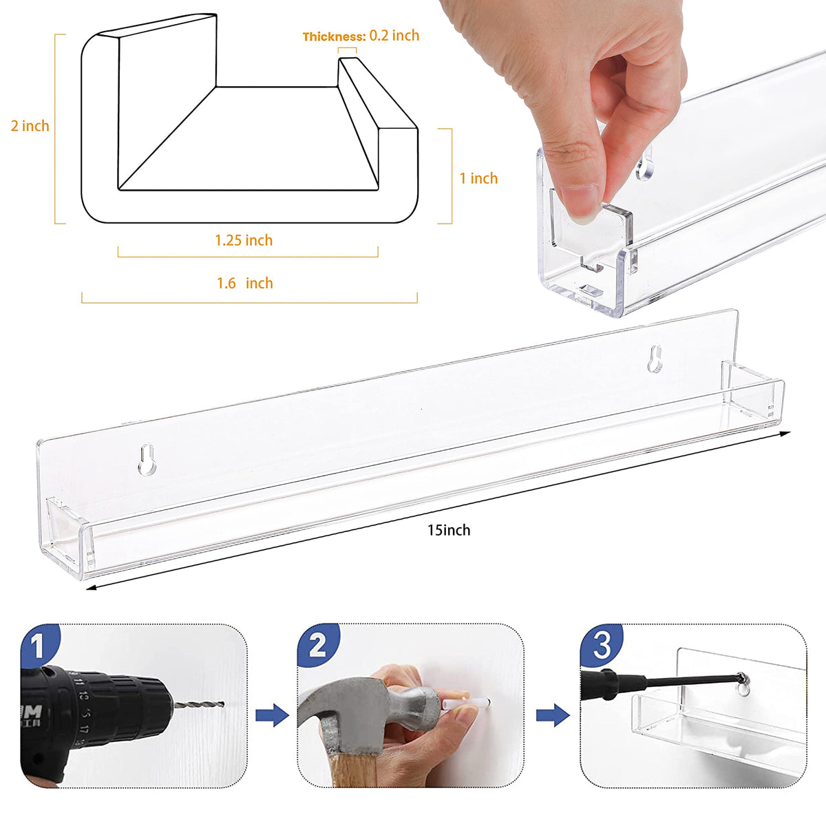 Baosia nail polish rack side view showing slim, space-saving design
