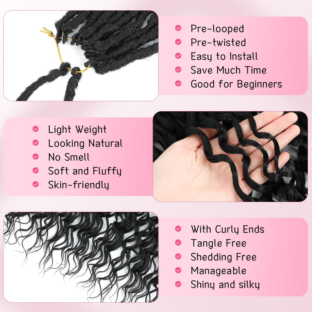 BAOTA Deep Faux Locs 18-inch length with soft, lightweight feel.