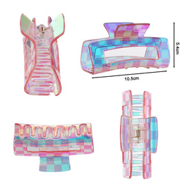 Baotongle checkered hair clip blue provides strong hold for versatile looks.