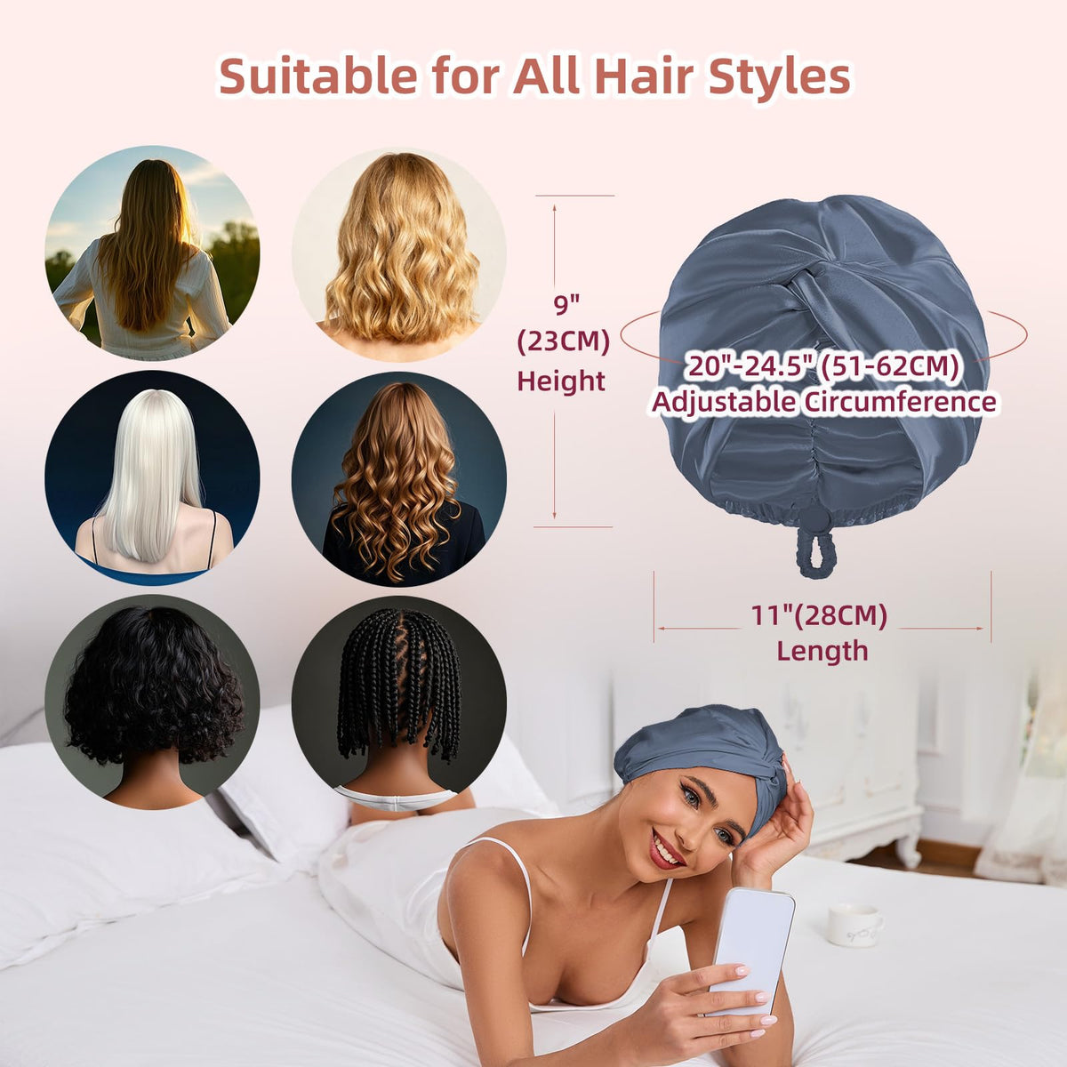 Baqzqudnl sleep bonnet shields hair from friction while resting and active
