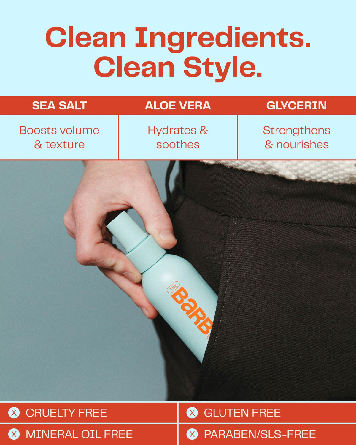 The Barb Shop Barb Sea Salt Spray short-hair option adds texture to pixies and bobs.