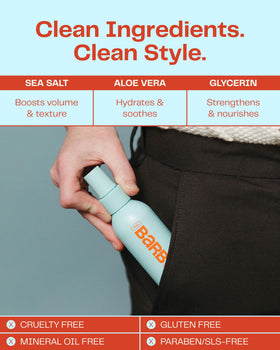 The Barb Shop Barb Sea Salt Spray short-hair option adds texture to pixies and bobs.