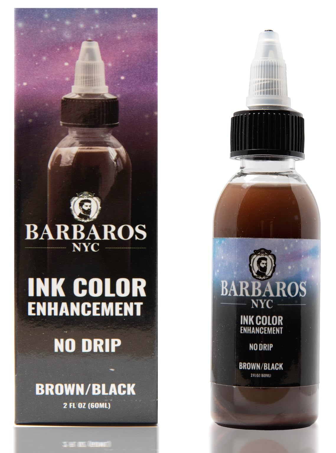 BARBAROS Enhancement Color Ink applicator spray demonstrates long-lasting, water-resistant coverage for beard lines.