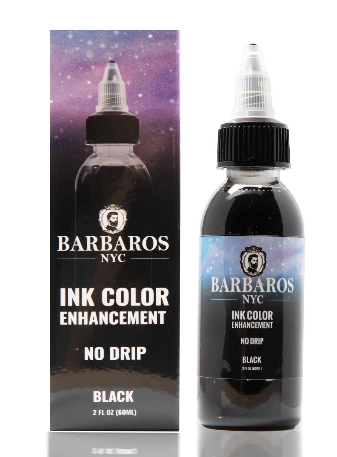 BARBAROS Enhancement Color Ink bottle close-up showing quick, skin-safe color for defined hairlines.