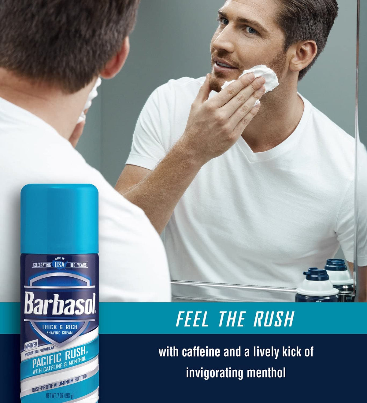 Barbasol Pacific Rush razor glide helps reduce drag during shaving