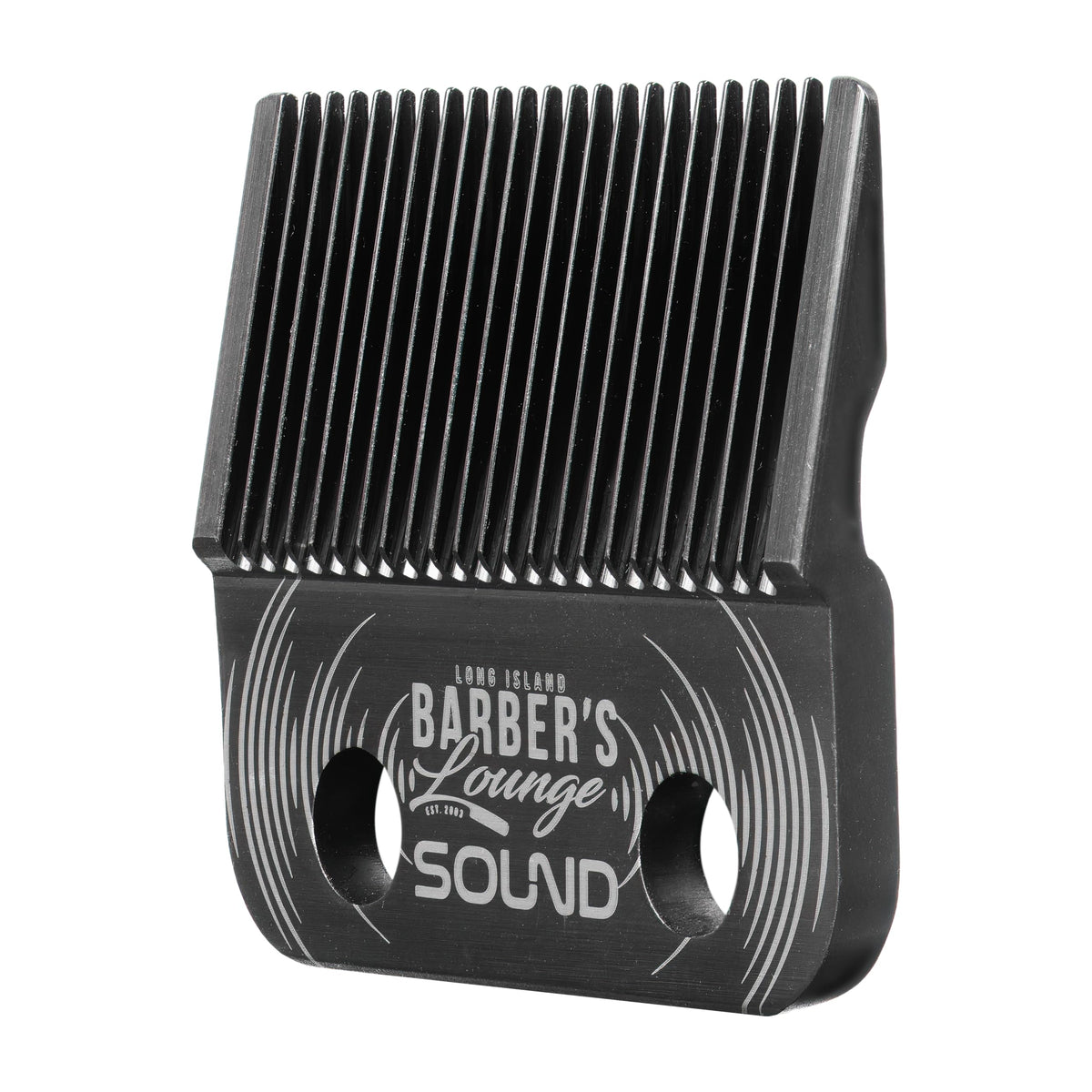 Barber's Lounge Super Steel Fade Blade DLC coated close-up emphasizes durability and low friction.