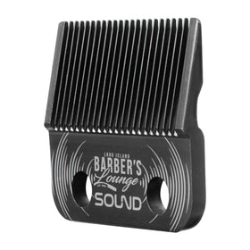 Barber's Lounge Super Steel Fade Blade DLC coated close-up emphasizes durability and low friction.