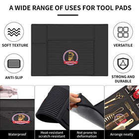 BARBERTOP mat clipper area secures clippers during sessions for smooth workflow.