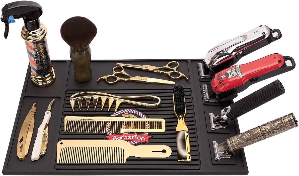 BARBERTOP mat guide combs neatly stored, reducing setup time.