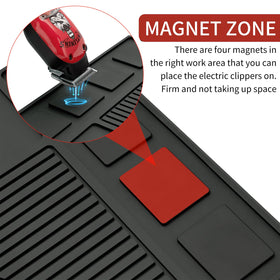 BARBERTOP mat holds scissors securely, preventing accidental spills.