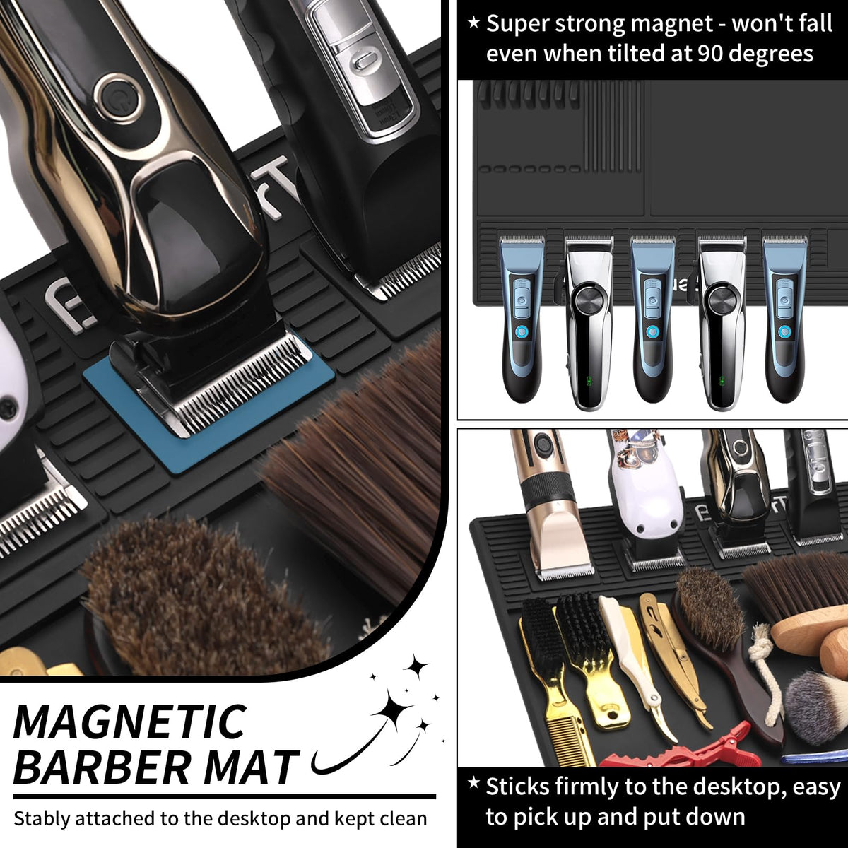 BARBERTOP dedicated slots keep scissors and combs organized for quick access.