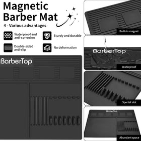 BARBERTOP waterproof, stain-resistant surface stays clean between clients.