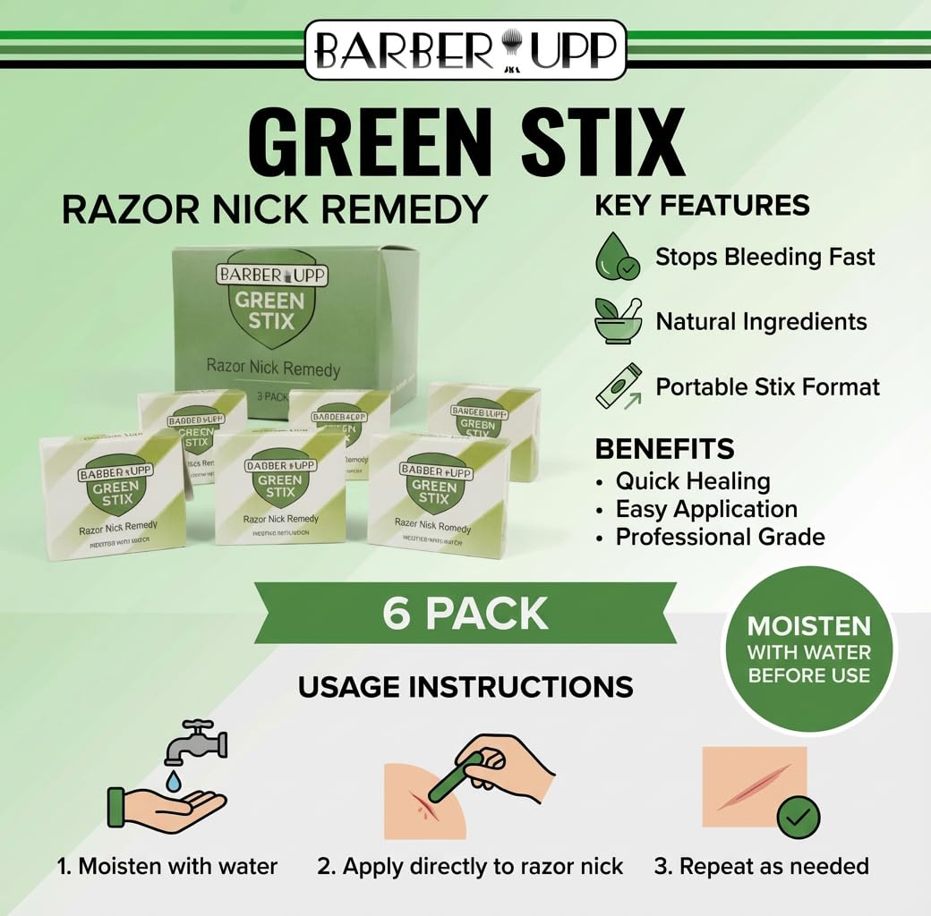 BARBERUPP styptic sticks single-use design supports hygienic grooming and travel.