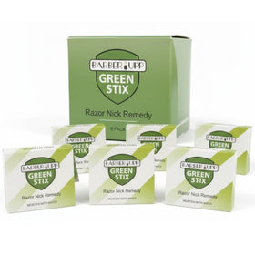 BARBERUPP styptic sticks six-pack box for quick nick control after shaving.
